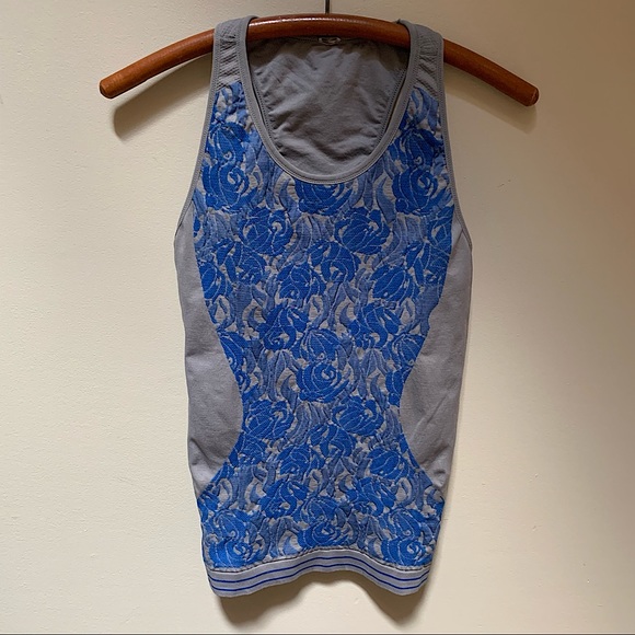 Adidas by Stella McCartney ~ Seamless Tank in Ice Gray and Blue - Picture 2 of 9